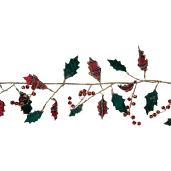 Clearance 5' Green and Red Plaid Holly with Jingle Bells Christmas Garland - Unlit Unlit