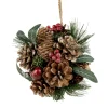 New 6" Green Mixed Foliage, Pinecone and Berries Hanging Christmas Ball Ornament Novelty