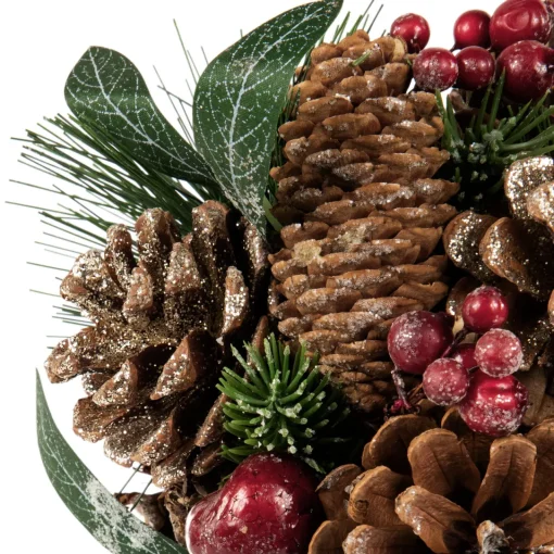 New 6" Green Mixed Foliage, Pinecone and Berries Hanging Christmas Ball Ornament Novelty