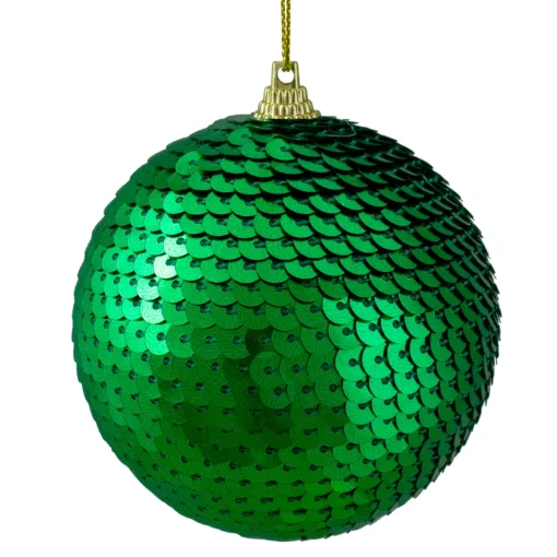 Sale 3" Green Sequin Shatterproof Ball Christmas Ornament Shatterproof Balls|Ball Ornaments