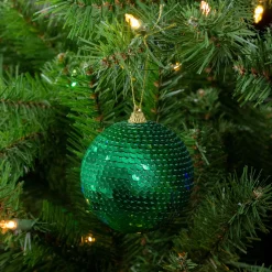 Sale 3" Green Sequin Shatterproof Ball Christmas Ornament Shatterproof Balls|Ball Ornaments