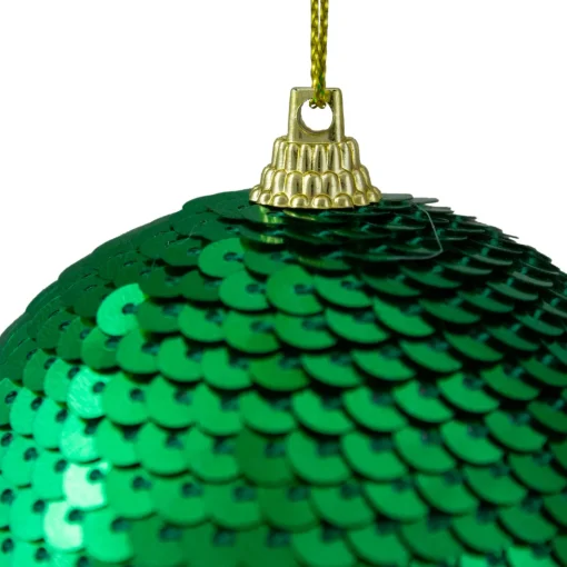 Sale 3" Green Sequin Shatterproof Ball Christmas Ornament Shatterproof Balls|Ball Ornaments