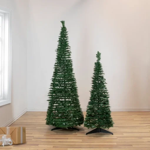 4' Green Tinsel Pop-Up Artificial Christmas Tree, Unlit Pop Up