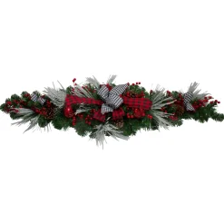 Best 52" Houndstooth Bows and Berries Artificial Christmas Swag, Unlit Unlit Swags