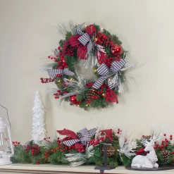 Best 52" Houndstooth Bows and Berries Artificial Christmas Swag, Unlit Unlit Swags