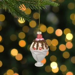 Clearance 4.5" Ice Cream Sundae Beaded Glass Christmas Ornament Food & Beverage