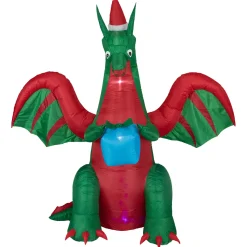 Best 6' Inflatable LED Lighted Dragon with Gift Outdoor Christmas Decoration Inflatable