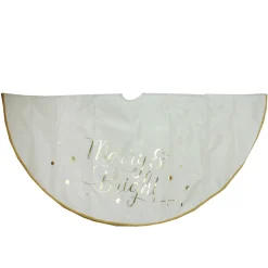 Best 48” Ivory White Merry and Bright Christmas Tree Skirt Cloth|Metal