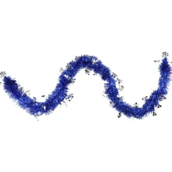 Clearance 50' Lavish Blue and Silver Snowflakes Christmas Tinsel Garland - Unlit Colorful