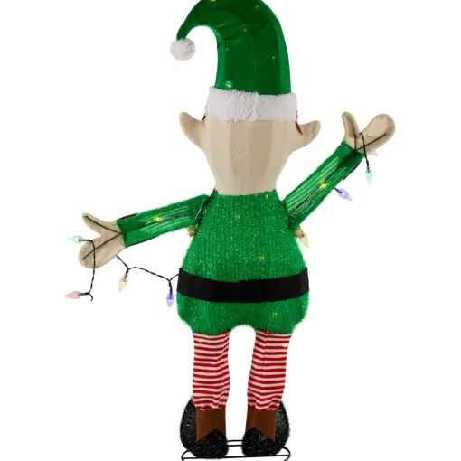 Best 34.25" LED Lighted Elf Holding Christmas Lights Outdoor Yard Decoration Lighted