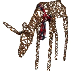 Clearance 35" LED Lighted Feeding Rattan Reindeer Outdoor Christmas Decoration Animals