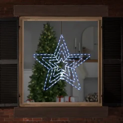 Best 24" LED Lighted Layered Stars 8 Function Christmas Window Silhouette Window