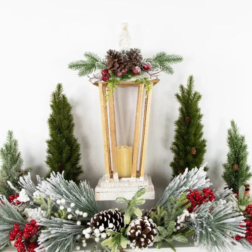 Clearance 18" LED Lighted Natural and White Storm Lantern Christmas Decoration Lanterns