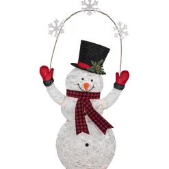 Clearance 57" LED Lighted Snowman Holding Snowflakes Outdoor Christmas Decoration Snowmen