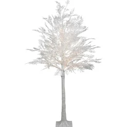 New 5' LED Lighted White Lace Artificial Christmas Tree - Warm White Lights Pre-Lit