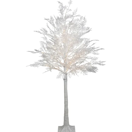 New 5' LED Lighted White Lace Artificial Christmas Tree - Warm White Lights Pre-Lit
