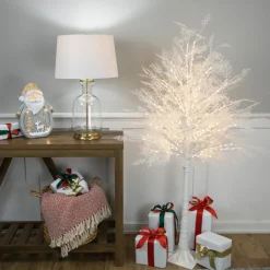 New 5' LED Lighted White Lace Artificial Christmas Tree - Warm White Lights Pre-Lit
