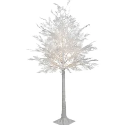 New 5' LED Lighted White Lace Artificial Christmas Tree - Warm White Lights Pre-Lit