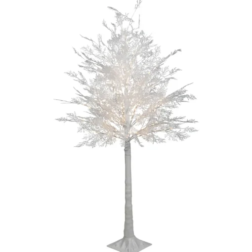 New 5' LED Lighted White Lace Artificial Christmas Tree - Warm White Lights Pre-Lit