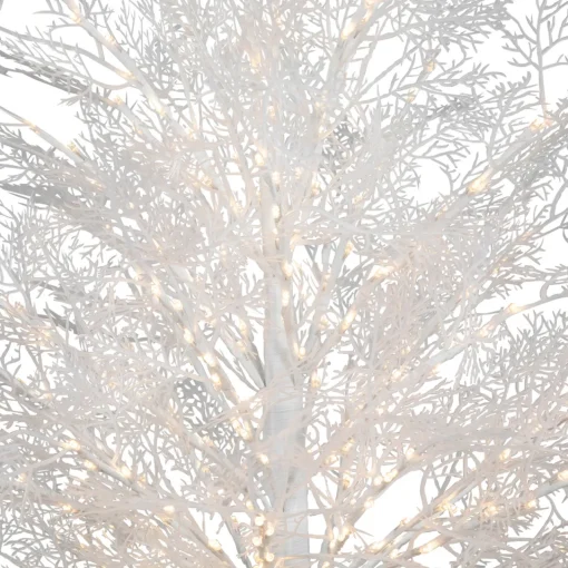 New 5' LED Lighted White Lace Artificial Christmas Tree - Warm White Lights Pre-Lit