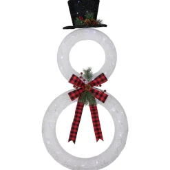 Best 48" LED Lighted Wreath Snowman Outdoor Christmas Decoration Snowmen