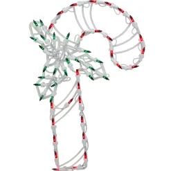 Best 18" Lighted Candy Cane with Holly Christmas Window Silhouette Decoration Window