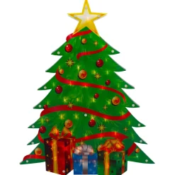 Best 22.5" Lighted Christmas Tree with Presents Window Silhouette Window