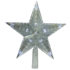 Best 9.5" Lighted Clear Twinkling 5-Point Star Christmas Tree Topper - Clear White LED Lights Stars