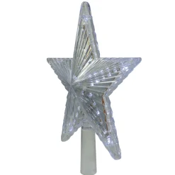 Best 9.5" Lighted Clear Twinkling 5-Point Star Christmas Tree Topper - Clear White LED Lights Stars
