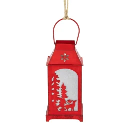 Online 5.5" Lighted Red Reindeer Silhouette Lantern Christmas Ornament Miniatures