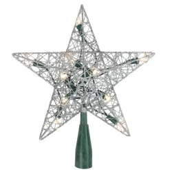 Best 9" Lighted Silver Wire Star Christmas Tree Topper - White LED Lights Stars