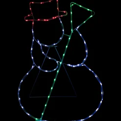 Clearance 28" Lighted Standing Snowman Silhouette Outdoor Christmas Decoration Snowmen