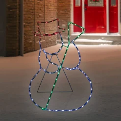 Clearance 28" Lighted Standing Snowman Silhouette Outdoor Christmas Decoration Snowmen