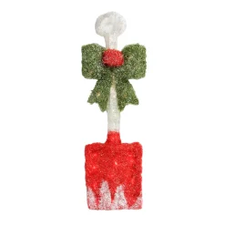 32" Lighted Tinsel Snow Shovel with Bow Christmas Window Decoration Window