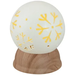 6.5" Lighted White and Brown Globe with Snowflakes Snow Globes