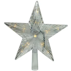 9.5" Lighted White Star Christmas Tree Topper - White and Multicolor LED Lights Stars