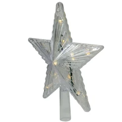 9.5" Lighted White Star Christmas Tree Topper - White and Multicolor LED Lights Stars
