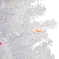 Discount 2' Lighted Woodbury White Pine Slim Artificial Christmas Tree, Multi Lights Pre-Lit