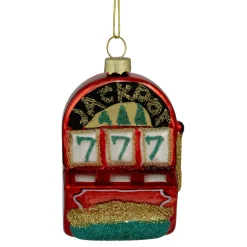 Clearance 3.25" Lucky 7's Jackpot Slots Glass Christmas Ornament Entertainment
