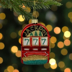 Clearance 3.25" Lucky 7's Jackpot Slots Glass Christmas Ornament Entertainment