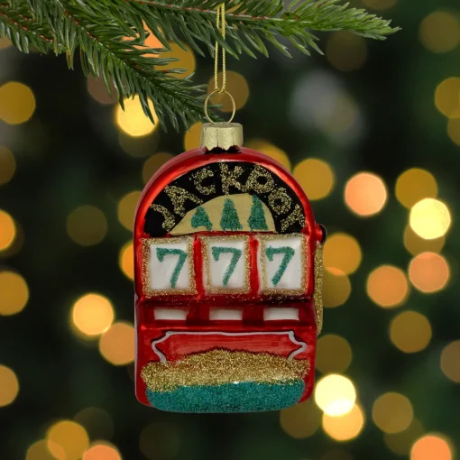 Clearance 3.25" Lucky 7's Jackpot Slots Glass Christmas Ornament Entertainment