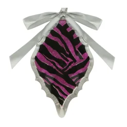 Best 5.75" Magenta Pink and Gray Glittered Diamond Prism Christmas Ornament Finials|Pendants
