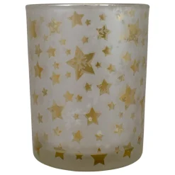 Best 5" Matte Silver and Gold Stars and Snowflakes Flameless Glass Candle Holder Candle Holders