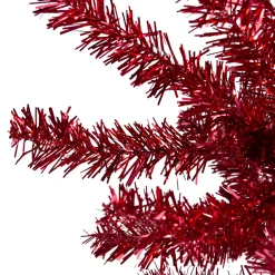 6' Metallic Red Tinsel Artificial Christmas Tree - Unlit Unlit