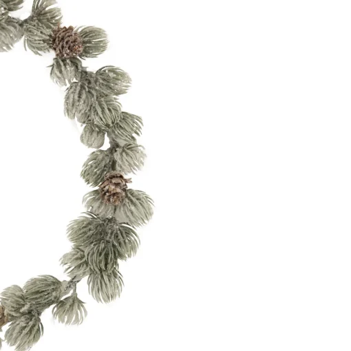 Best 12" Mini Frosted Pine Christmas Wreath with Pine Cones Frosted