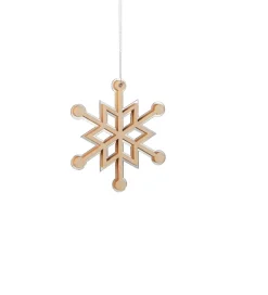 4" Mirrored Rustic Wooden Snowflake Christmas Ornament Icicles|Snowflakes