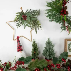 Online 11" Mixed Foliage and Berries Star Hanging Christmas Tree Ornament Symbols