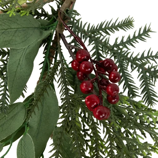 Online 11" Mixed Foliage and Berries Star Hanging Christmas Tree Ornament Symbols