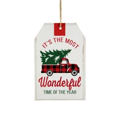 6" Most Wonderful Time of the Year Christmas Tag Sign Ornament Wall