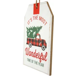 6" Most Wonderful Time of the Year Christmas Tag Sign Ornament Wall
